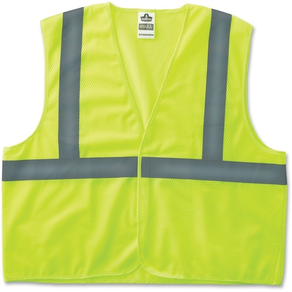 Glowear Safety Vest, Class 2, Hi-Vis, Reflective Tape, Mesh, S/M, Lime EGO20973 - main